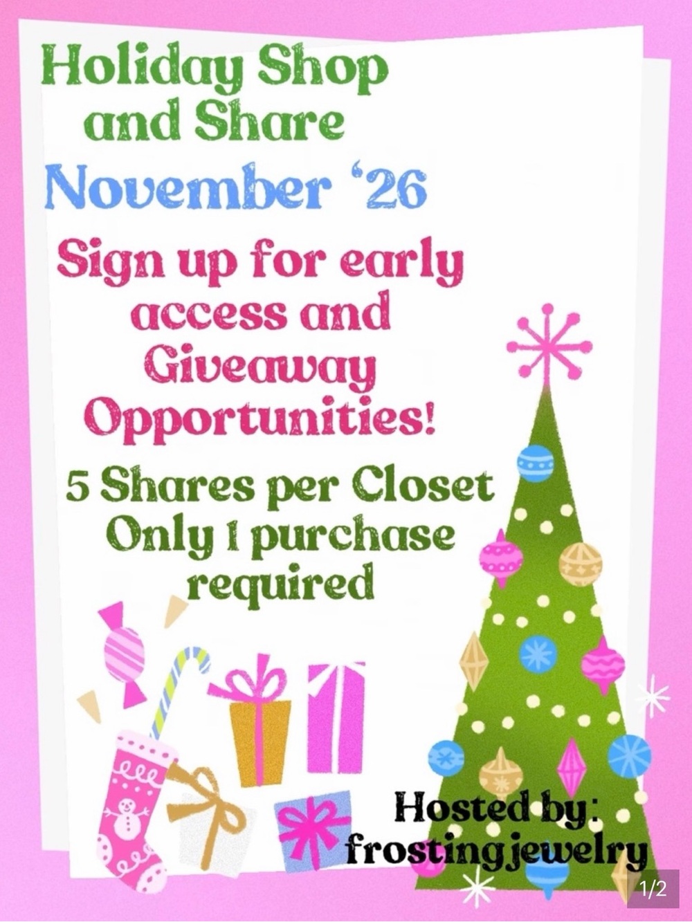 Holiday Shop and Share Sign-Up Poster - Pink/Green
